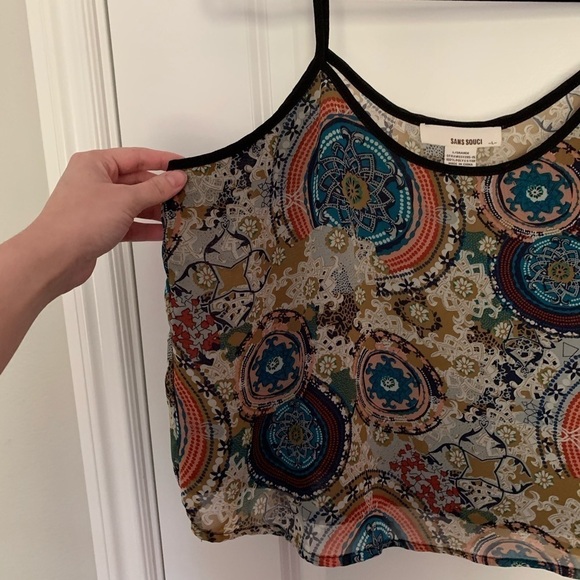 Sans Souci Patterned Crop Top Size Large - Picture 3 of 4